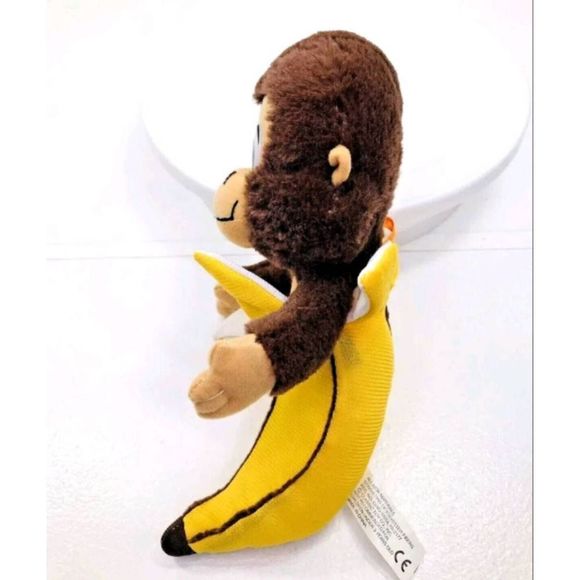 Classic Toy Brown Monkey In Banana 10" Plush Plastic Eyes Chimp - Picture 2 of 5